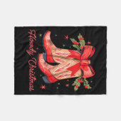 Couverture Polaire Western Howdy Christmas Cowgirl Boot Coquette Bow (Devant (Horizontal))