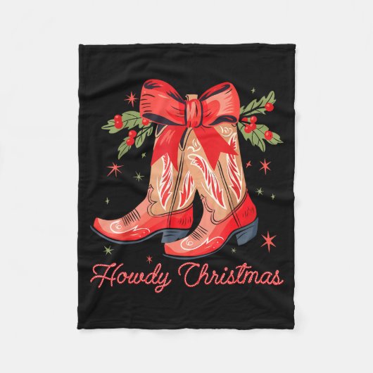 Couverture Polaire Western Howdy Christmas Cowgirl Boot Coquette Bow (Devant)
