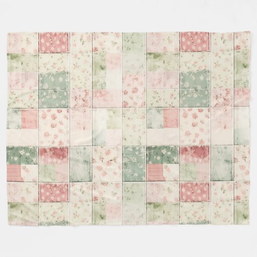 Couverture Polaire Western Mint Pink Floral Quilt Patterns (Devant (Horizontal))