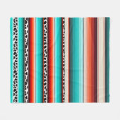 Couverture Polaire Western Turquoise Terracotta Grandes Vaches Imprim (Devant (Horizontal))