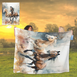 Couverture polaire Western Wild Horses