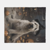 Couverture Polaire Wheaten Terrier Citrouille Halloween effroi (Devant (Horizontal))