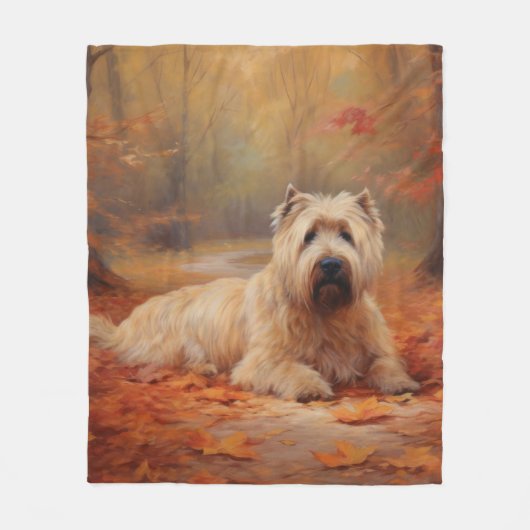 Couverture Polaire Wheaten Terrier dans les feuilles d'automne automn (Devant)