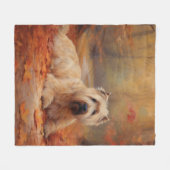 Couverture Polaire Wheaten Terrier dans les feuilles d'automne automn (Devant (Horizontal))