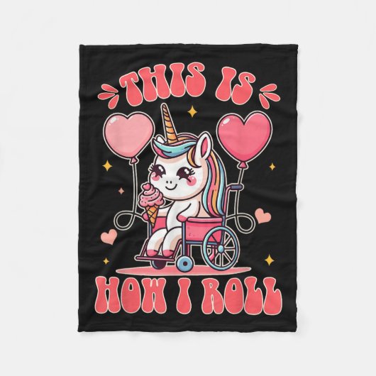 Couverture Polaire Wheelchair Unicorn Eating Ice Cream This Is How Th (Devant)