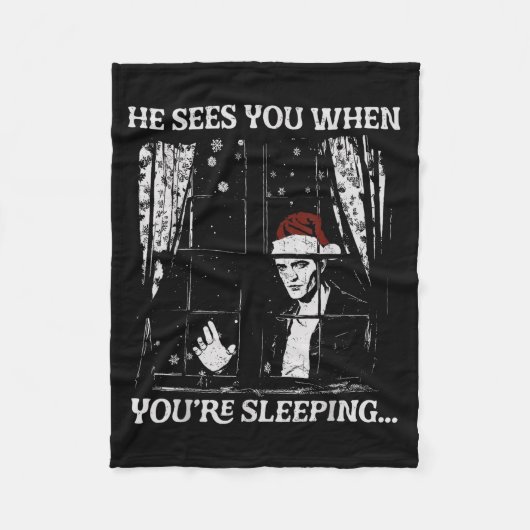 Couverture Polaire When You're Sleeng Christmas Santa He Sees You  (Devant)
