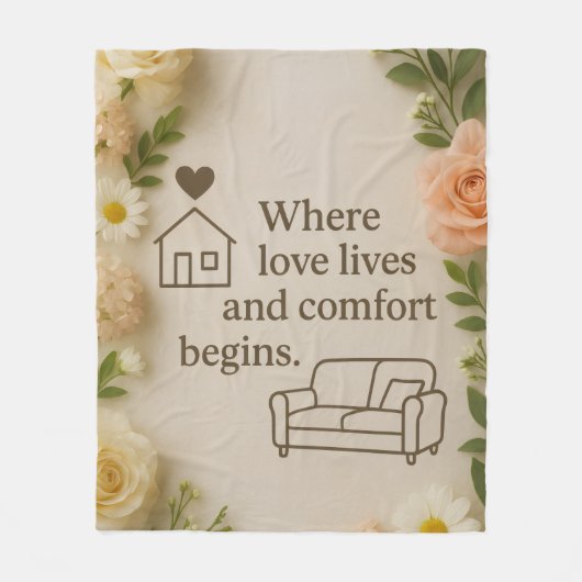 Couverture Polaire Where Love Lives and Comfort Begins – Elegant Home (Devant)