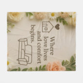 Couverture Polaire Where Love Lives and Comfort Begins – Elegant Home (Devant (Horizontal))