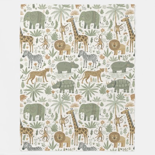 Couverture Polaire Whimsical African Animals Pattern ID1263 (Devant)
