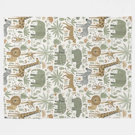 Couverture Polaire Whimsical African Animals Pattern ID1263 (Devant (Horizontal))