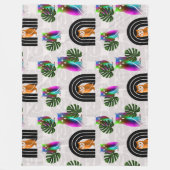 Couverture Polaire Whimsical Boho Owl & Tropical Monstera Leaf (Devant)