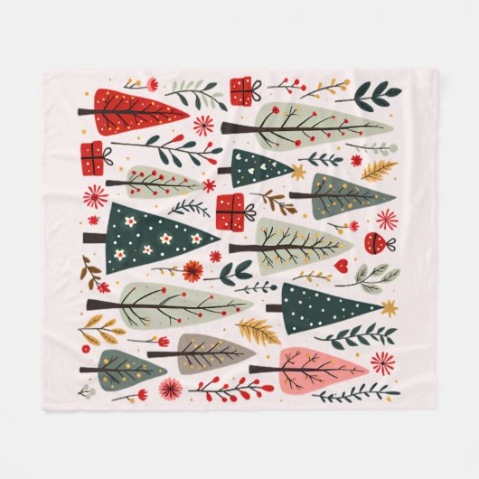 Couverture Polaire Whimsical Christmas Tree Forest (Devant (Horizontal))