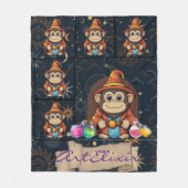 Couverture Polaire Whimsical Cute Kawaii Wizard Monkey Print (Devant)