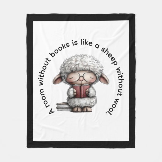 Couverture Polaire Whimsical Cute Sheep Reading a Book (Devant)