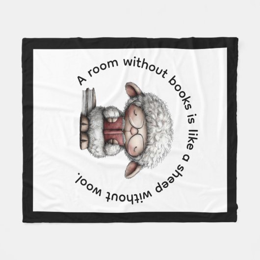Couverture Polaire Whimsical Cute Sheep Reading a Book (Devant (Horizontal))