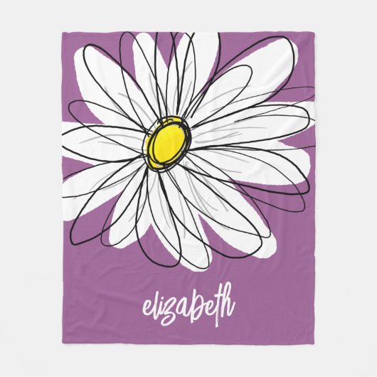 Couverture Polaire Whimsical Daisy - orchidée - nom de script tendanc (Devant)