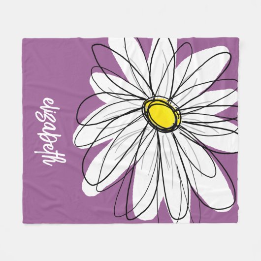 Couverture Polaire Whimsical Daisy - orchidée - nom de script tendanc (Devant (Horizontal))