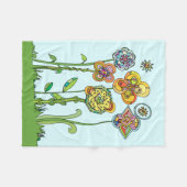Couverture Polaire Whimsical, fleurs dessinées à la main (Devant (Horizontal))