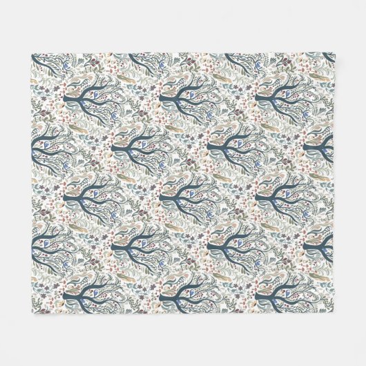 Couverture Polaire Whimsical Folk Art Forêt Tons Terre (Devant (Horizontal))