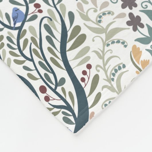 Couverture Polaire Whimsical Folk Art Forêt Tons Terre (Coin)