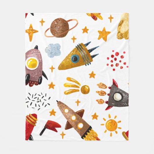 Couverture Polaire Whimsical Galaxy Rocket Space Pattern Baby Blanket (Devant)