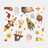 Couverture Polaire Whimsical Galaxy Rocket Space Pattern Baby Blanket (Devant (Horizontal))
