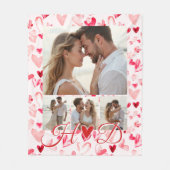 Couverture Polaire Whimsical Hearts Valentine Red Pink Photo Collage  (Devant)