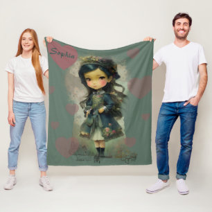 Couverture Polaire Whimsical Kawaii Fairy Tale Girl