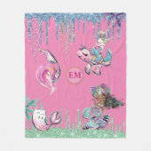 Couverture Polaire Whimsical Little Mermaids Under the Sea monogram (Devant)