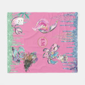 Couverture Polaire Whimsical Little Mermaids Under the Sea monogram (Devant (Horizontal))