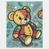 Couverture Polaire Whimsical Patchwork Christmas Teddy Bear (Devant)