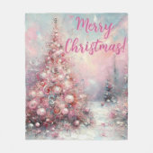 Couverture Polaire Whimsical Pink Christmas Tree Personalized (Devant)