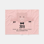 Couverture Polaire Whimsical Pink Pig mignon Nouvel An chinois (Devant (Horizontal))