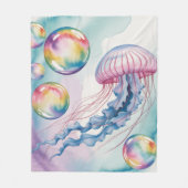 Couverture Polaire Whimsical Rainbow Jellyfish Watercolor Design (Devant)