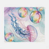 Couverture Polaire Whimsical Rainbow Jellyfish Watercolor Design (Devant (Horizontal))