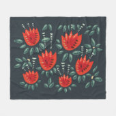 Couverture Polaire Whimsical Red Tulips Floral Art - Printemps Abstra (Devant (Horizontal))