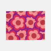 Couverture Polaire Whimsical Rouge & rose Floral Retro, Bold Preppy (Devant (Horizontal))