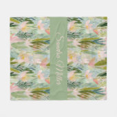 Couverture Polaire Whimsical Sage Green Floral Personalized (Devant (Horizontal))