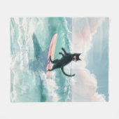 Couverture Polaire Whimsical Surfing Black Cat Beach Blanket (Devant (Horizontal))