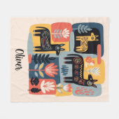 Couverture Polaire Whimsical Tribal Animals Floral Folk Art (Devant (Horizontal))