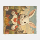 Couverture Polaire Whimsical White Rabbit Hearts Enchanted Wonderland (Devant (Horizontal))