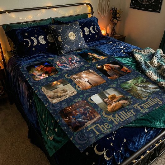 Couverture Polaire Whimsigoth Celestial | 9 Photo Family Collage