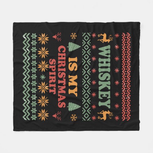 Couverture Polaire Whiskey est mon esprit de noël drôle pull moche (Devant (Horizontal))