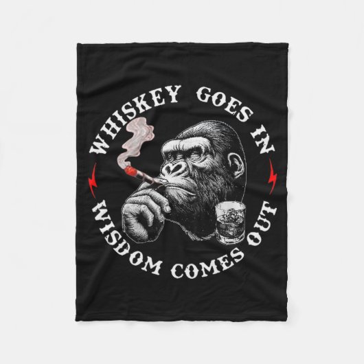 Couverture Polaire Whiskey Goes In Wisdom Comes Out Funny Monkey (on  (Devant)