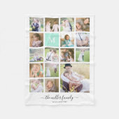 Couverture Polaire White 16 Photo Collage Monogramme Nom Calligraphie (Devant)