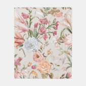 Couverture Polaire White Cats Pink Roses Floral (Devant)