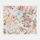 Couverture Polaire White Cats Pink Roses Floral (Devant (Horizontal))