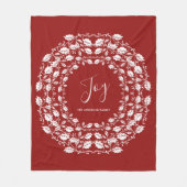 Couverture Polaire White Christmas Holly Joy | Rouge personnalisé (Devant)
