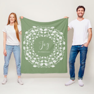 Couverture Polaire White Christmas Holly Joy   Vert personnalisé