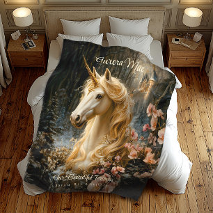 Couverture Polaire White Forest Unicorn Imaginaire Castle Fairytale